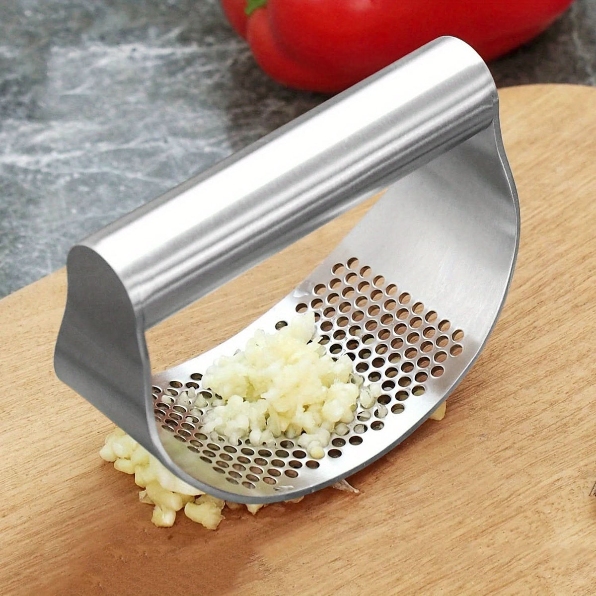 Garlic Press Ergonomic Stainless Steel Curved Pressing Head