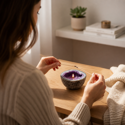 Geode Bowl Flicker-Free Natural Wax Candle
