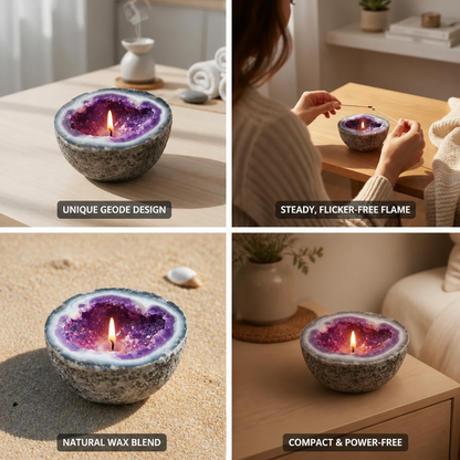 Geode Bowl Flicker-Free Natural Wax Candle