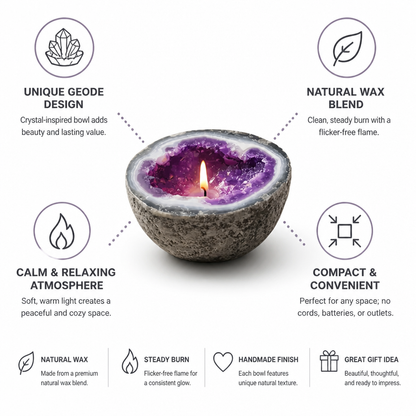 Geode Bowl Flicker-Free Natural Wax Candle