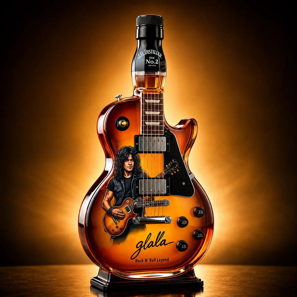 Glass Decanter Guitar-Shaped Decorative Design