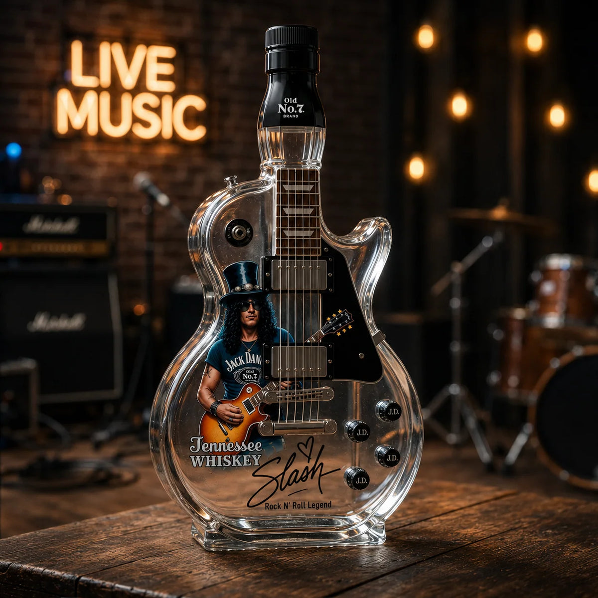 Glass Decanter Guitar-Shaped Decorative Design