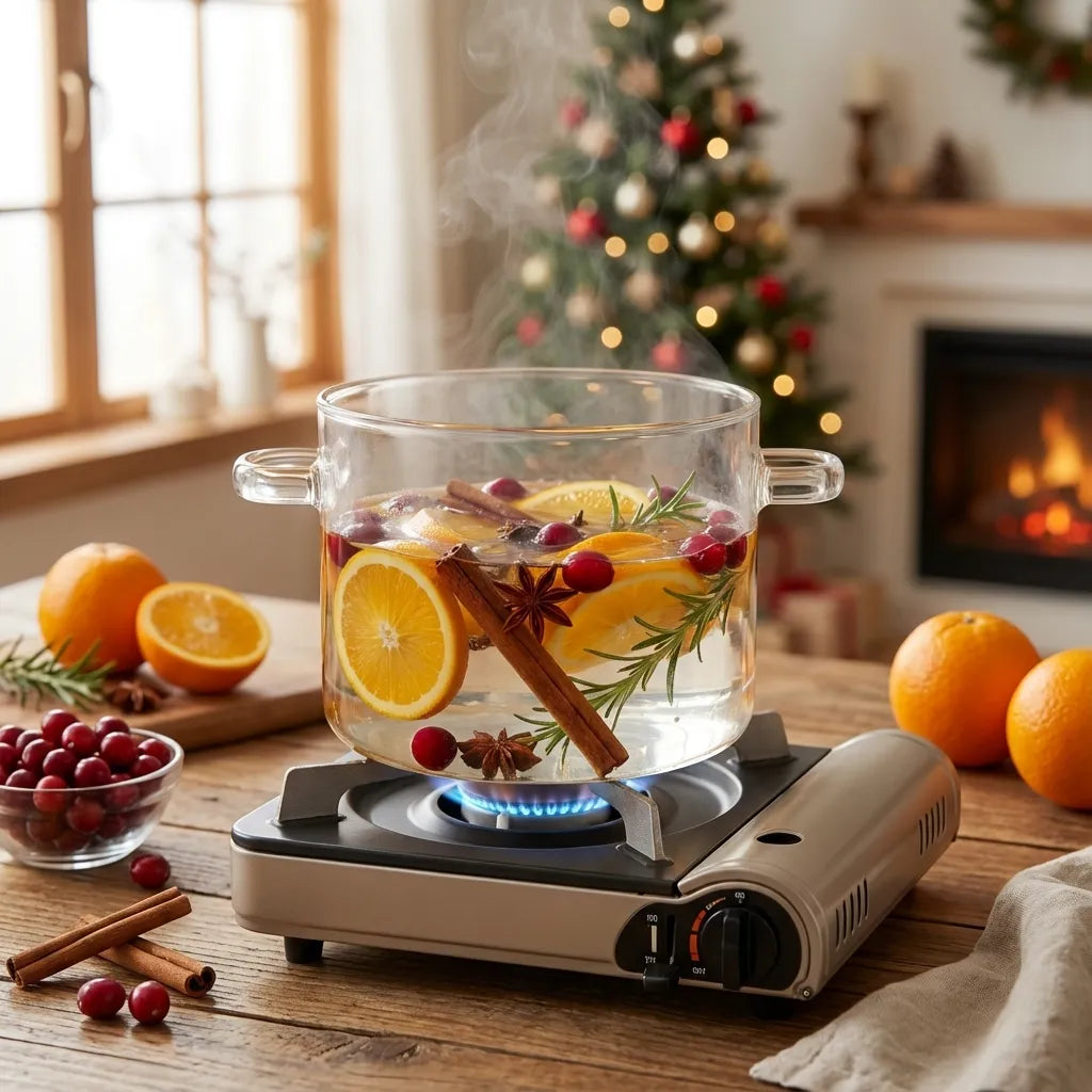 Glass Simmer Pot Borosilicate Stovetop-Safe With Lid