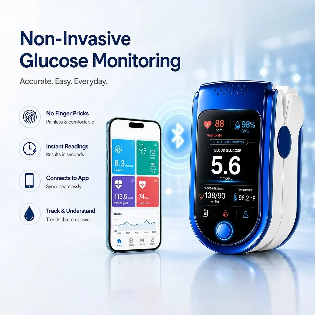 Glucose Monitor Non-Invasive Needle-Free Daily Tracking