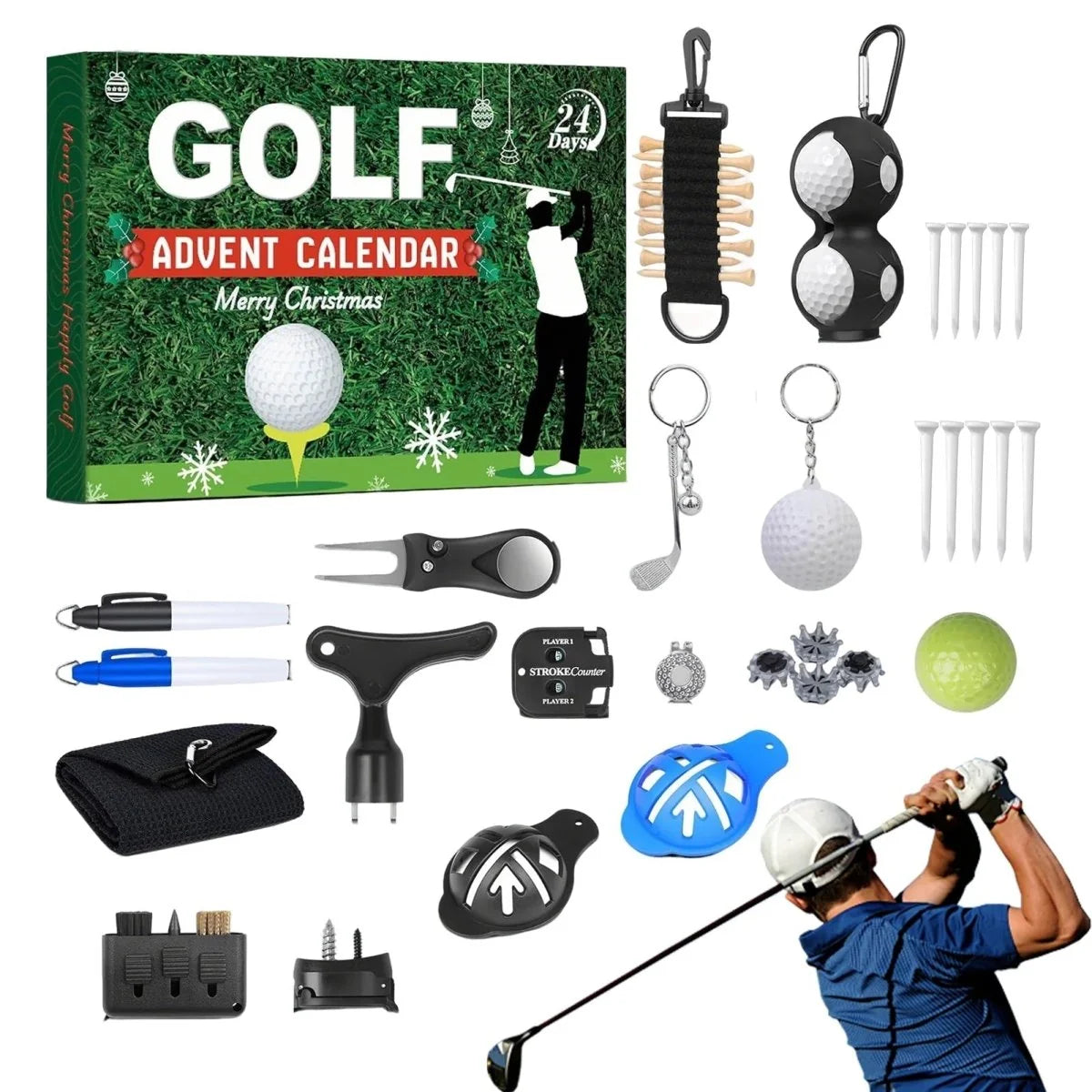 Golf Advent Calendar 24-Day Countdown 24 Accessories