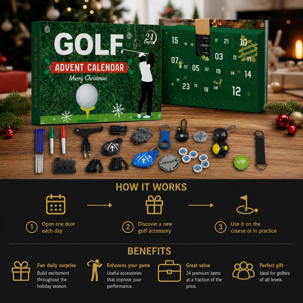 Golf Advent Calendar 24-Day Countdown With Accessories