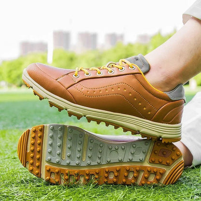 Golf Shoes Waterproof Leather Cushioned Insole Traction Outsole