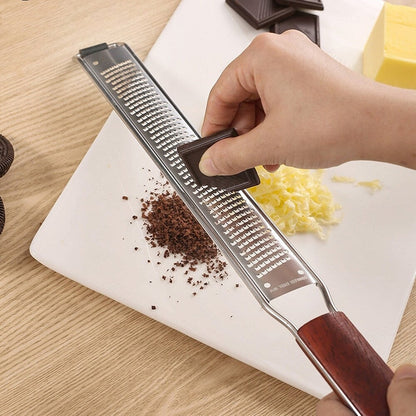 Grater Multi-Use Stainless Steel Blade & Long Wooden Handle