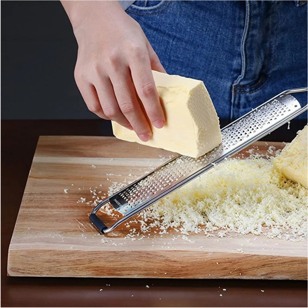 Grater Multi-Use Stainless Steel Blade & Long Wooden Handle
