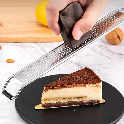 Grater Multi-Use Stainless Steel Blade & Long Wooden Handle