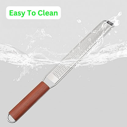 Grater Multi-Use Stainless Steel Blade & Long Wooden Handle