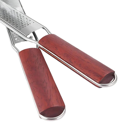 Grater Multi-Use Stainless Steel Blade & Long Wooden Handle