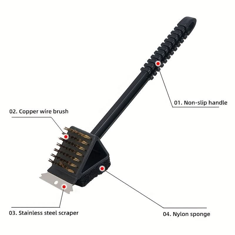 Grill Brush 3-in-1 Copper Wire Bristles