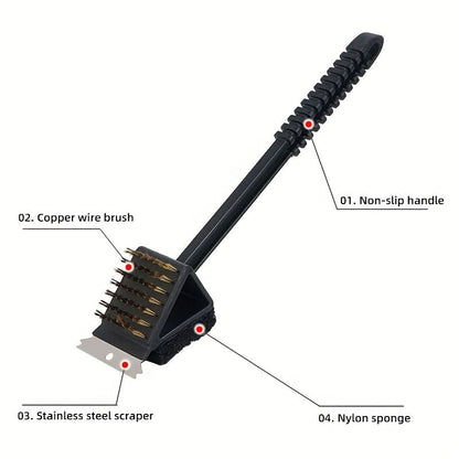 Grill Brush 3-in-1 Copper Wire Bristles