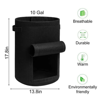 Grow Bag Breathable Non-Woven Fabric Harvest Window Reinforced Handles