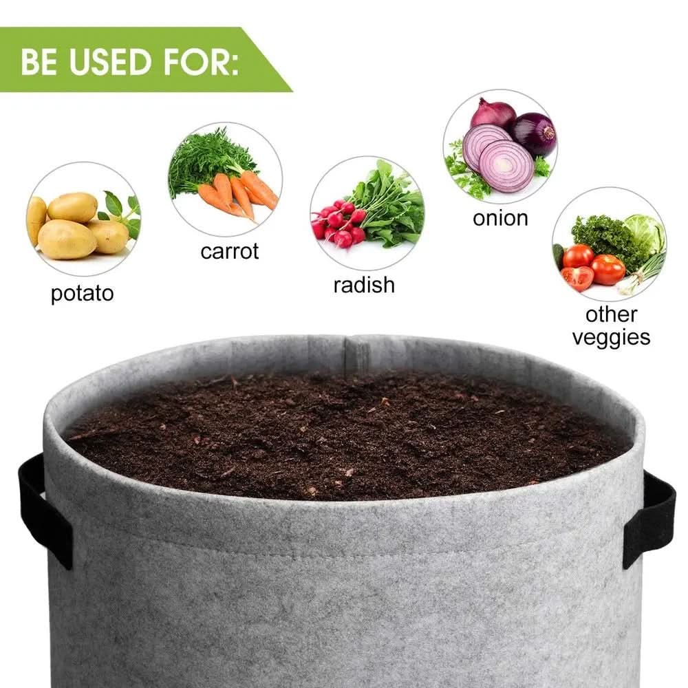 Grow Bag Breathable Non-Woven Fabric Harvest Window Reinforced Handles