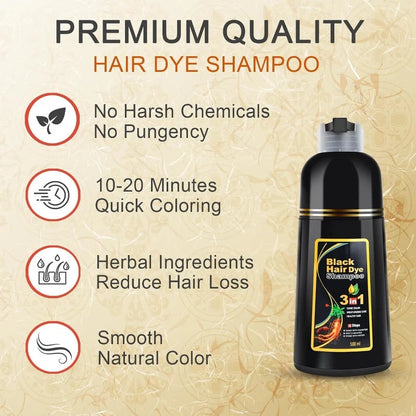 Hair Dye Shampoo 3-In-1 Gray Coverage Ammonia-Free