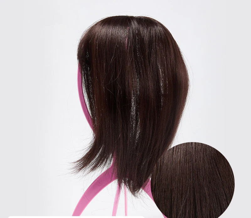 Hair Topper Clip-In with Bangs Heat-Resistant Fibers
