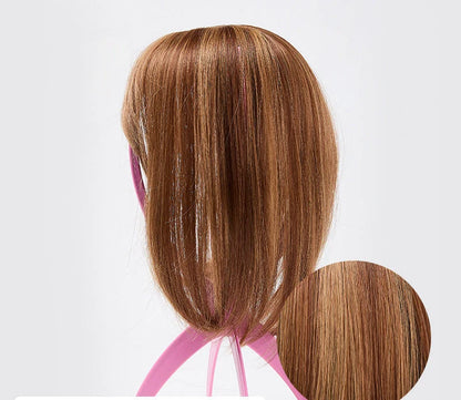 Hair Topper Clip-In with Bangs Heat-Resistant Fibers