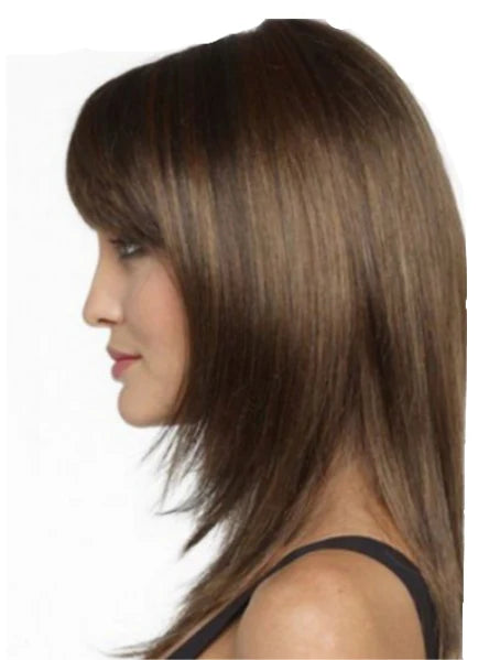 Hair Topper Clip-In with Bangs Heat-Resistant Fibers