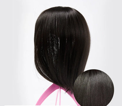 Hair Topper Clip-In with Bangs Heat-Resistant Fibers
