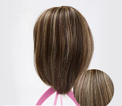 Hair Topper Clip-In with Bangs Heat-Resistant Fibers