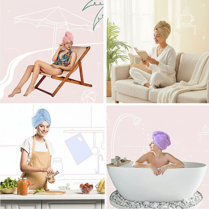 Hair Towel Wrap Quick-Dry Microfiber Secure Turban