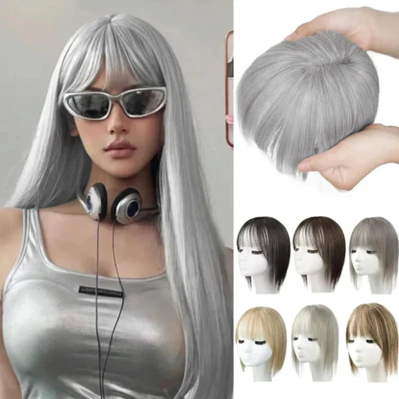 Hairpiece Synthetic Bangs Adjustable Natural-Looking Volume