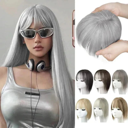 Hairpiece Synthetic Bangs Adjustable Natural-Looking Volume