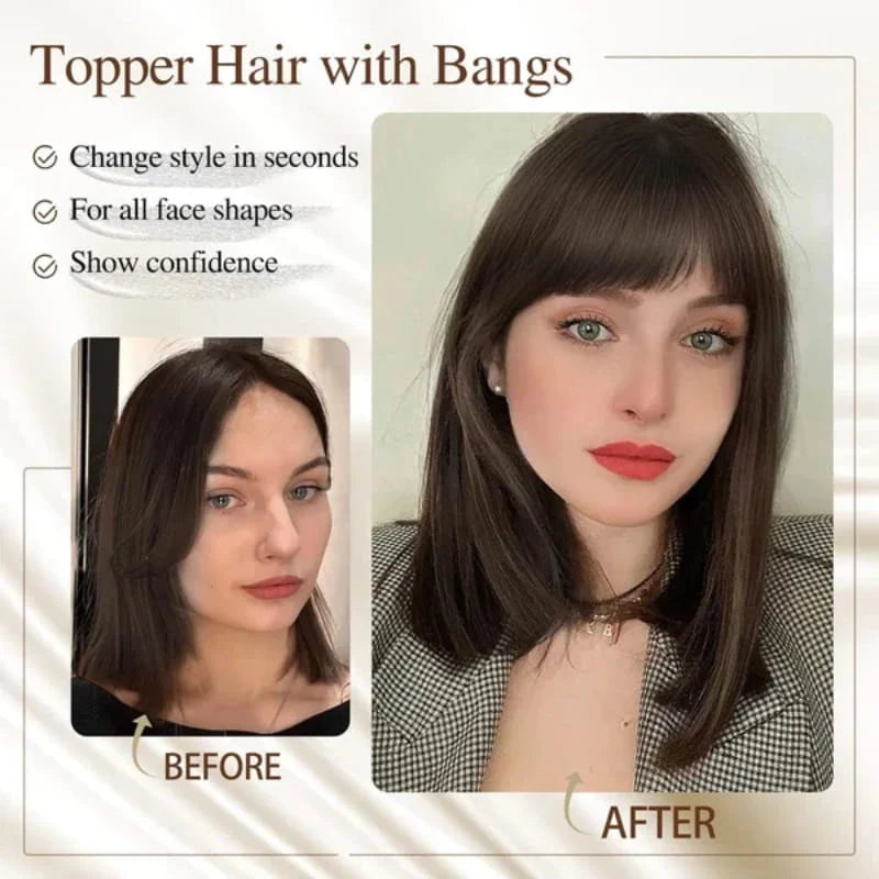 Hairpiece Synthetic Bangs Adjustable Natural-Looking Volume