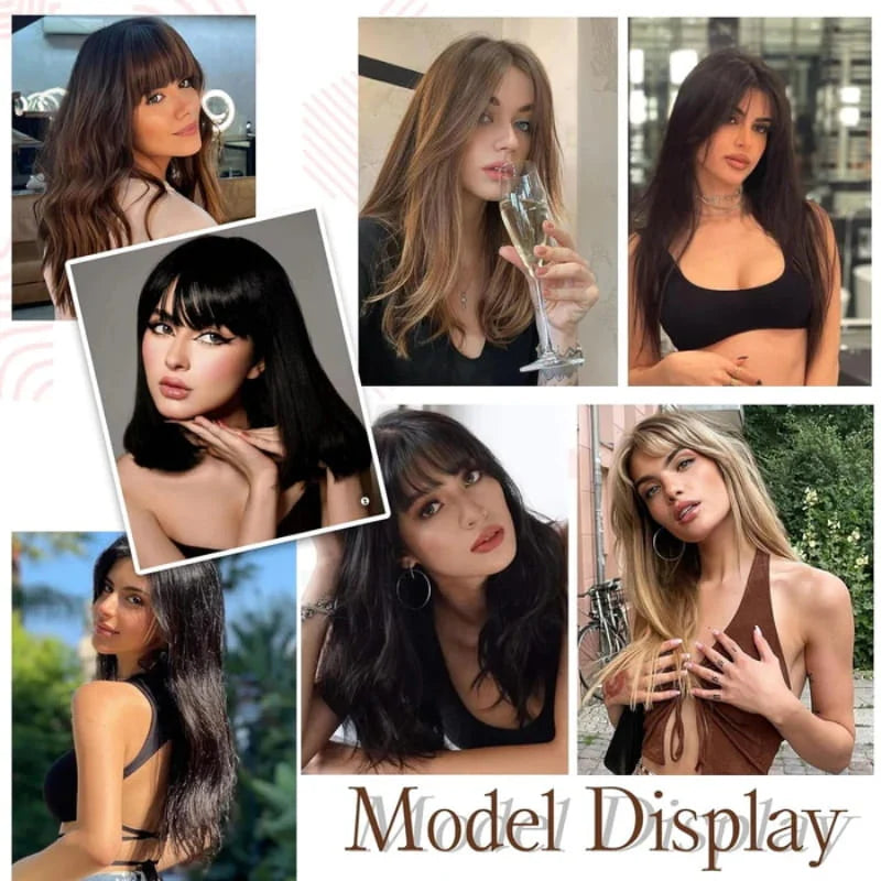 Hairpiece Synthetic Bangs Adjustable Natural-Looking Volume