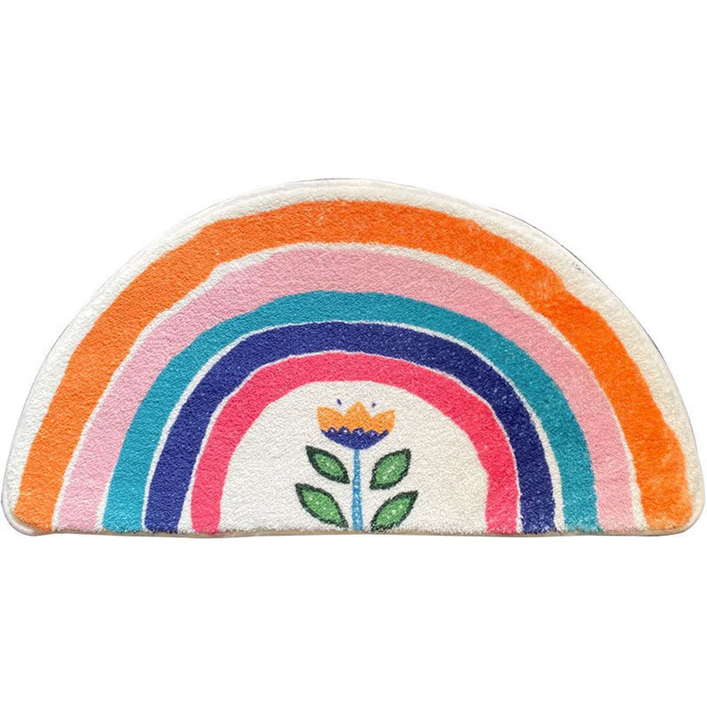 Half-Moon Bath Mat Absorbent Microfiber Non-Slip