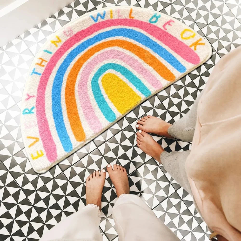 Half-Moon Bath Mat Absorbent Microfiber Non-Slip
