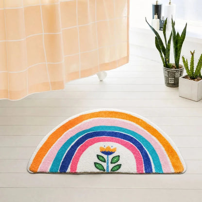 Half-Moon Bath Mat Absorbent Microfiber Non-Slip