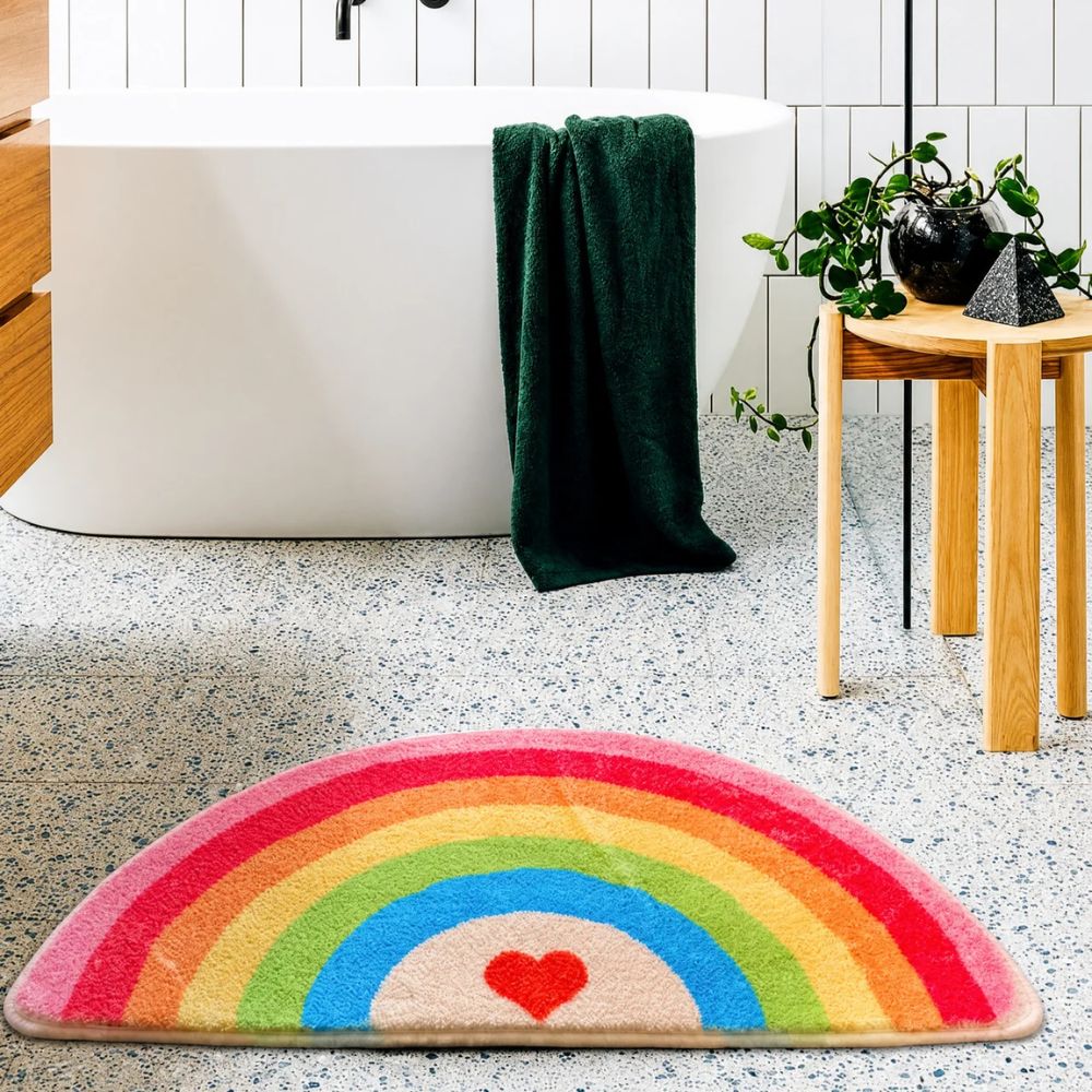 Half-Moon Bath Mat Absorbent Microfiber Non-Slip