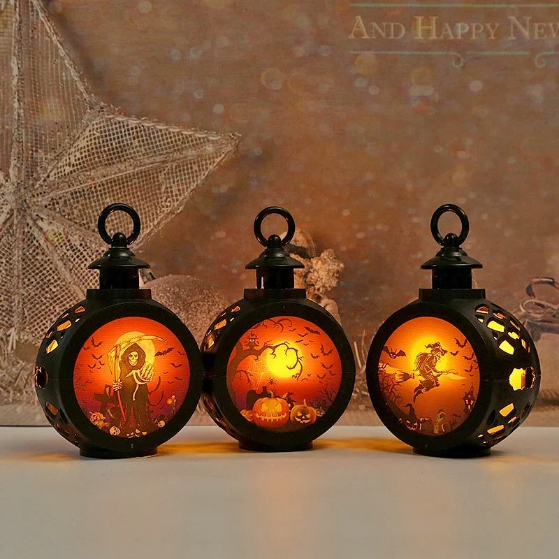 Halloween Lantern LED Intricate Cutout Indoor & Outdoor Use