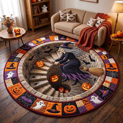 Halloween Rug 3D Pumpkin & Lantern Design Spot-Clean Surface
