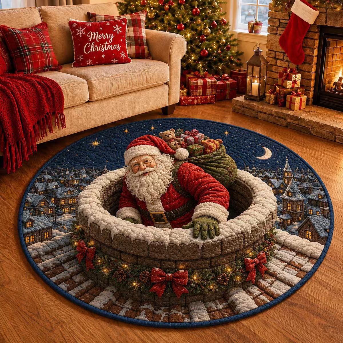 Halloween Rug 3D Pumpkin & Lantern Design Spot-Clean Surface