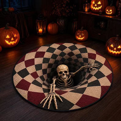 Halloween Rug 3D Pumpkin & Lantern Design Spot-Clean Surface
