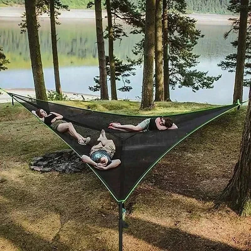 Hammock Triangular Breathable Mesh Multi-Person Lounger