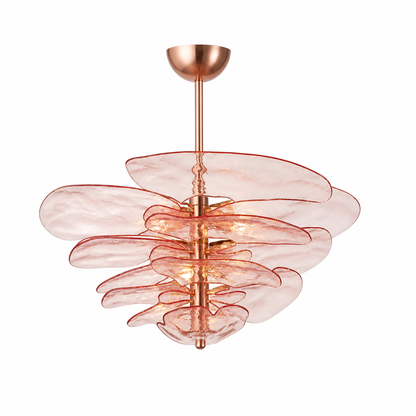 Hand-Cut Glass Copper-Finish Tiered Chandelier (Integrated Lights)
