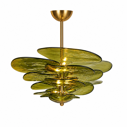 Hand-Cut Glass Copper-Finish Tiered Chandelier (Integrated Lights)