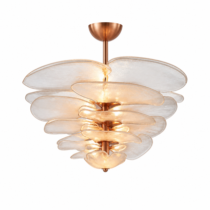 Hand-Cut Glass Copper-Finish Tiered Chandelier (Integrated Lights)