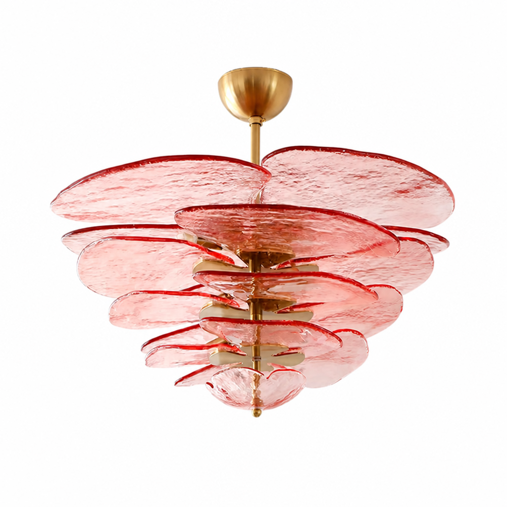 Hand-Cut Glass Copper-Finish Tiered Chandelier (Integrated Lights)