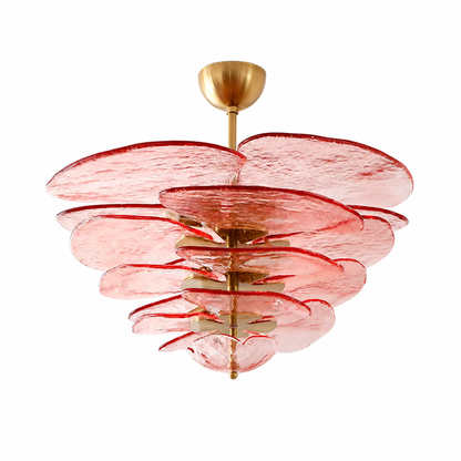 Hand-Cut Glass Copper-Finish Tiered Chandelier (Integrated Lights)