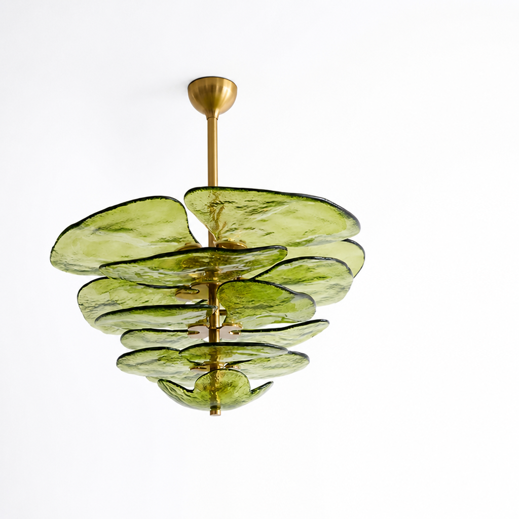 Hand-Cut Glass Copper-Finish Tiered Chandelier (Integrated Lights)