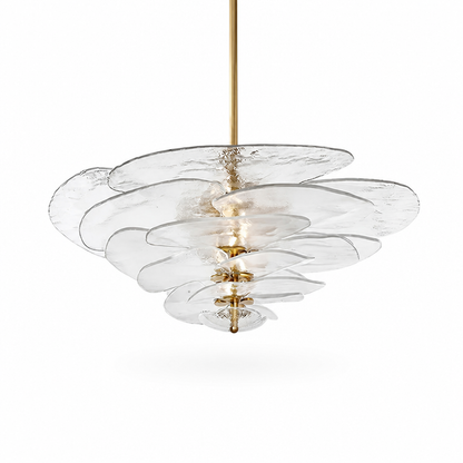 Hand-Cut Glass Copper-Finish Tiered Chandelier (Integrated Lights)