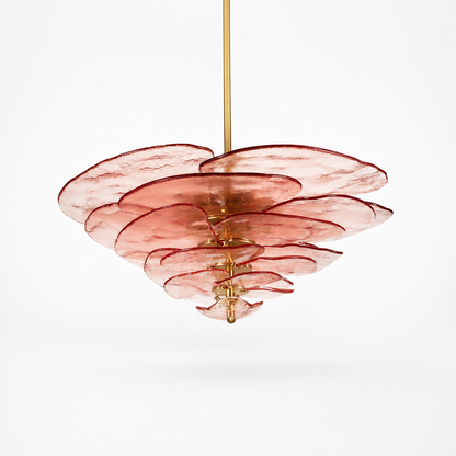 Hand-Cut Glass Copper-Finish Tiered Chandelier (Integrated Lights)