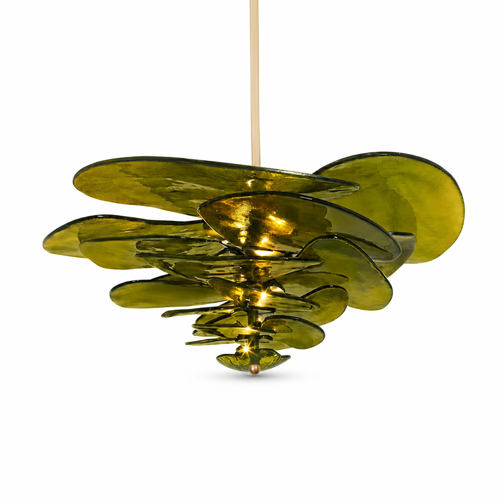 Hand-Cut Glass Copper-Finish Tiered Chandelier (Integrated Lights)