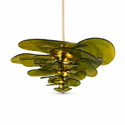 Hand-Cut Glass Copper-Finish Tiered Chandelier (Integrated Lights)